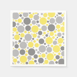 Modern Grey Yellow Bubbles Napkin