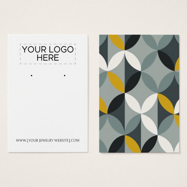 Modern Grey Yellow Pattern Earring Display Card (Front & Back)