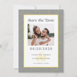 Modern Grey Yellow Pattern   Save the Date Photo