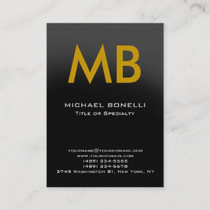 Modern grey yellow trendy monogram business card
