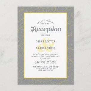 Modern Grey & Yellow Wedding Reception Pattern Enclosure Card