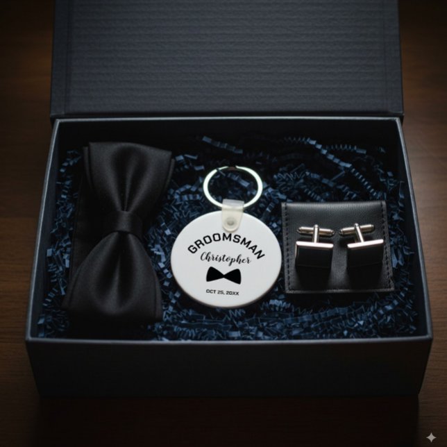 Modern Groomsman Personalised Wedding Key Ring (Creator Uploaded)