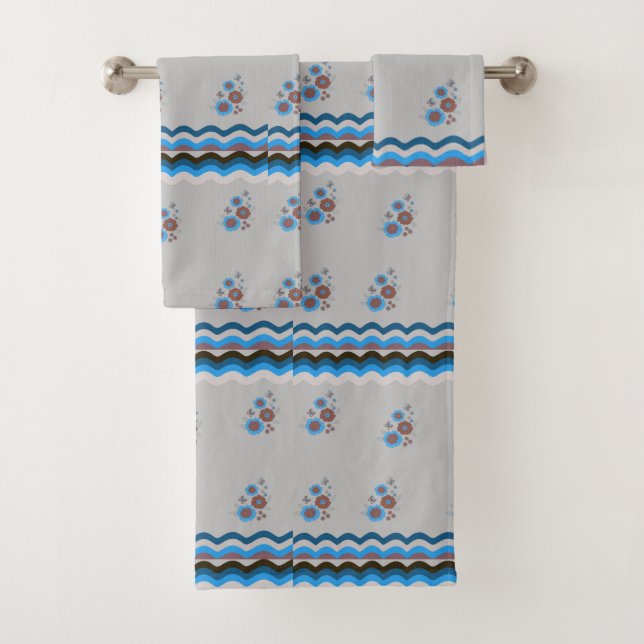 Modern groovy and floral  bath towel set (Insitu)