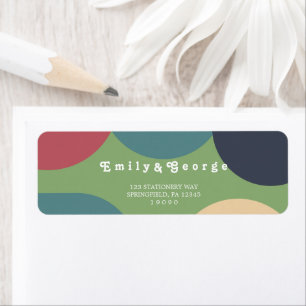 Modern Groovy Colorful Retro Return Address