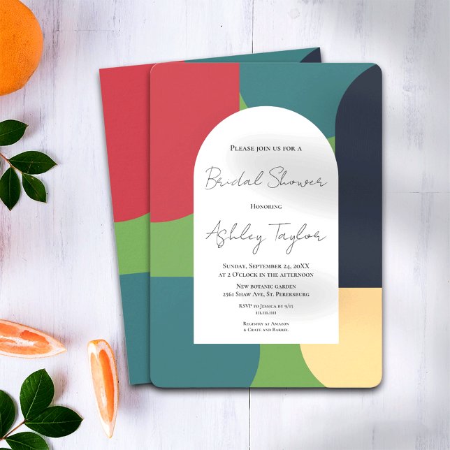Modern Groovy Colourful Abstract Bridal Shower Invitation (Creator Uploaded)