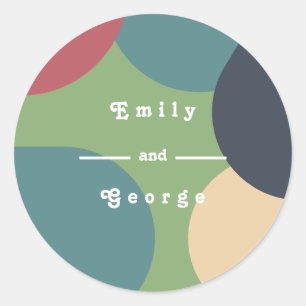 Modern Groovy Colourful Abstract Chic Retro Weddin Classic Round Sticker