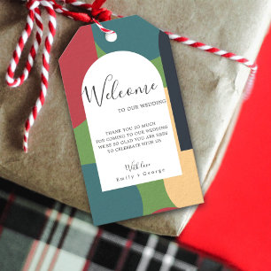Modern Groovy Colourful Abstract Chic Retro Weddin Gift Tags