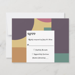 Modern Groovy Colourful Abstract Elegant Wedding RSVP Card