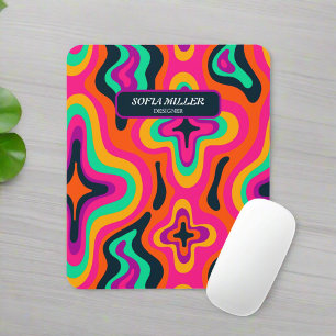 Modern Groovy Colourful Retro Abstract Boho Mouse Pad