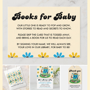 Modern Groovy Daisy Blue Yellow She's Ready to Pop Enclosure Card