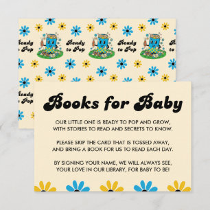 Modern Groovy Daisy Blue Yellow She's Ready to Pop Enclosure Card