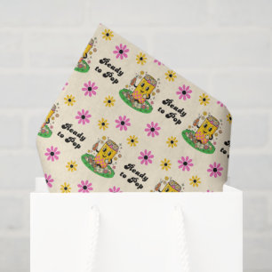 Modern Groovy Daisy Pink Yellow She's Ready to Pop Tissue Paper