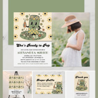 Modern Groovy Daisy Sage Green Photo Ready to Pop