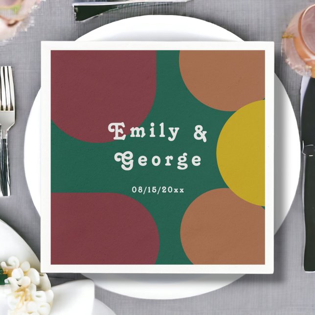 Modern Groovy Retro 70's Trendy Abstract Wedding Napkin (Creator Uploaded)