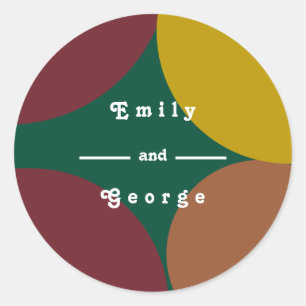 Modern Groovy Retro Colourful Abstract Wedding Classic Round Sticker