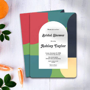 Modern Groovy Retro Colourful Bridal Shower Invitation
