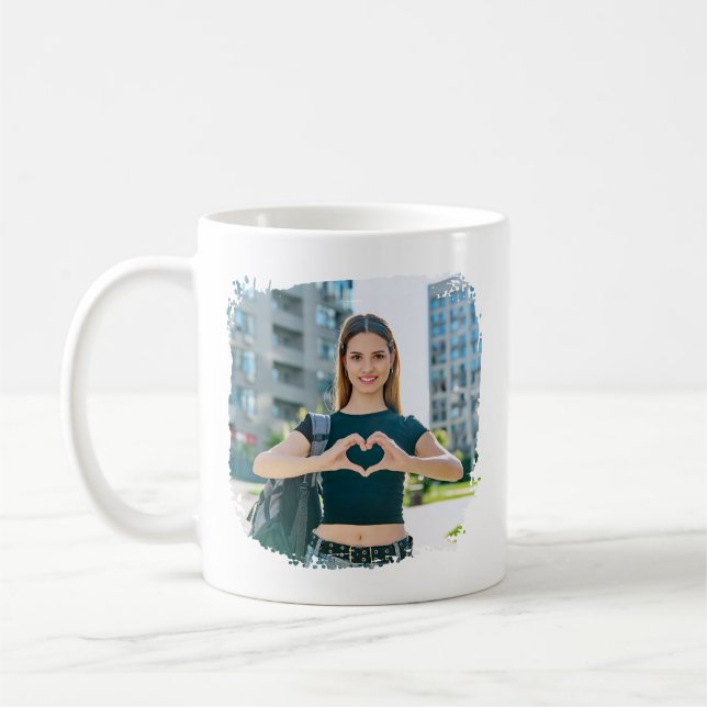 Modern Grunge Border Photo Coffee Mug (Left)