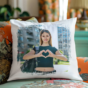 Modern Grunge Border Photo Cushion