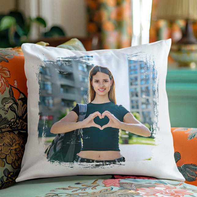 Modern Grunge Border Photo Cushion (Create Your Own Photo Pillow)