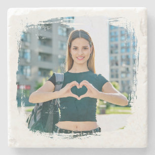Modern Grunge Border Photo Stone Coaster