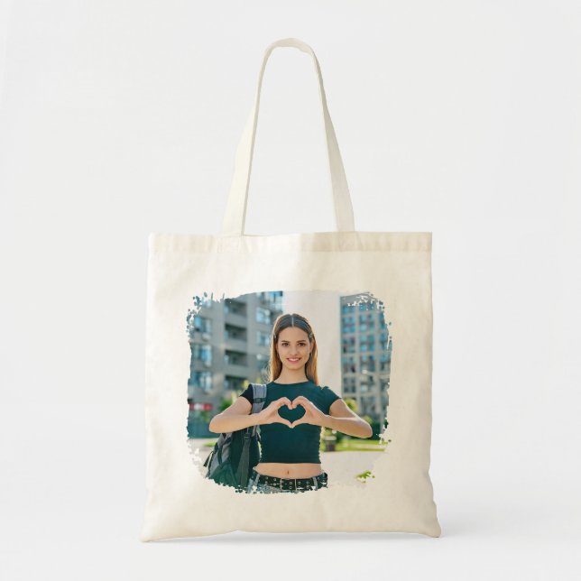 Modern Grunge Border Photo Tote Bag (Front)