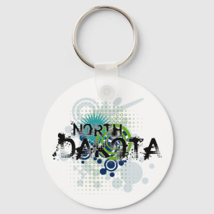Modern Grunge Halftone North Dakota Keychain