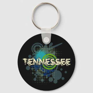 Modern Grunge Halftone Tennessee Keychain Dark