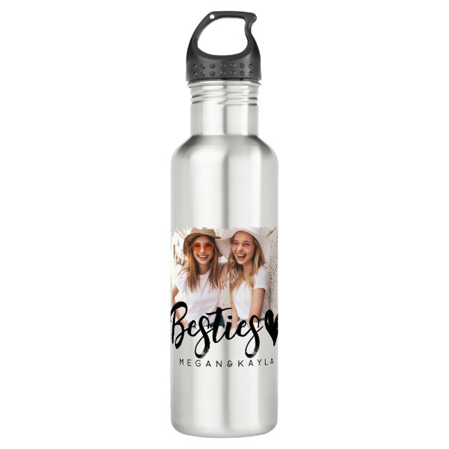 Modern Grunge Heart Best Friends BFF Photo 710 Ml Water Bottle (Front)