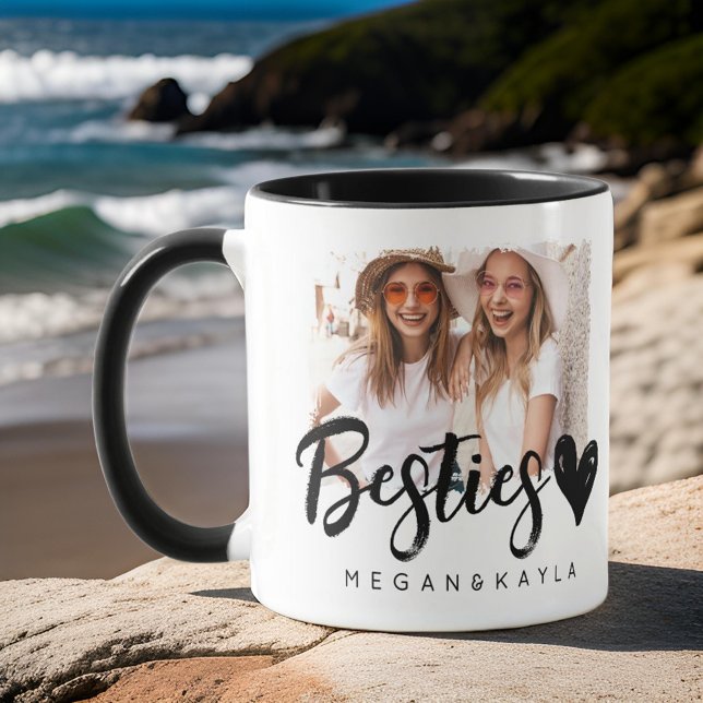 Modern Grunge Heart Best Friends BFF Photo Mug (Creator Uploaded)