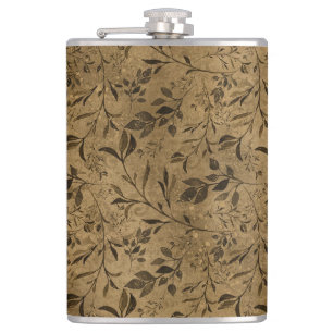 Modern Grunge Leaf Pattern - Flask