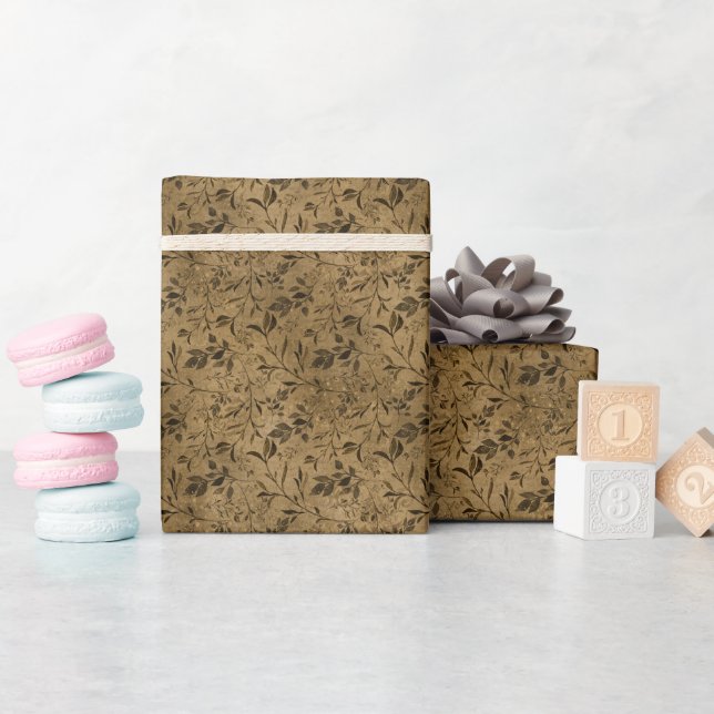 Modern Grunge Leaf Pattern Wrapping Paper Roll    (Baby Shower)