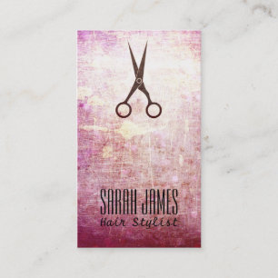 modern grunge pink hairstylist hair stylist business card