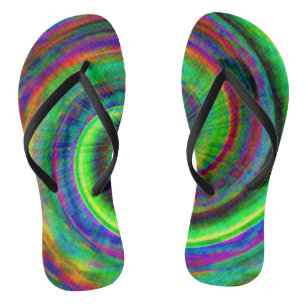 Modern Grunge Spiral Rainbow Tie Dye Jandals