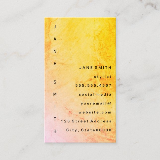 Modern Grunge with Vertical Text Business Card (Front)