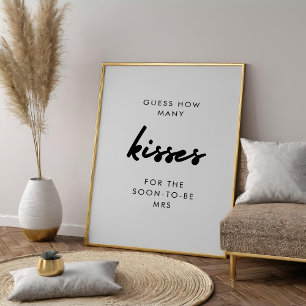 Modern Guess How Many Kisses Bridal Shower Game  Poster