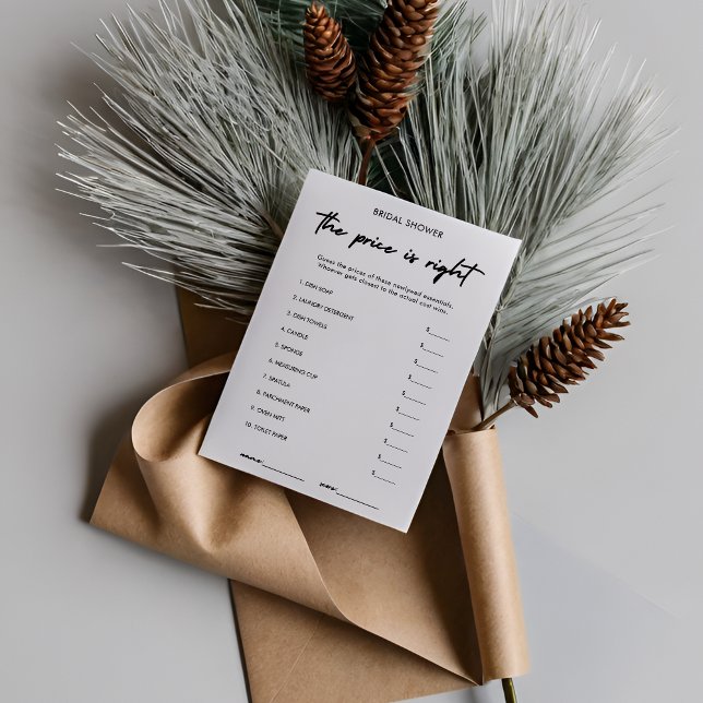 Modern Guess the Right Price Bridal Shower Game Invitation (Creator Uploaded)