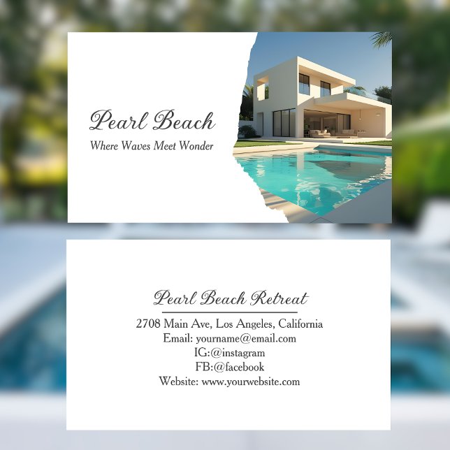 Modern Guest House Vacation Rental Photo Business Card (Creator Uploaded)
