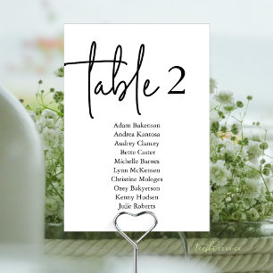 Modern Guest Seating Chart Table N, Wedding Dinner Number