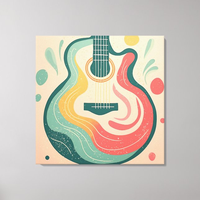 Modern Guitar Abstract Geometric Shapes Canvas Print (Front)