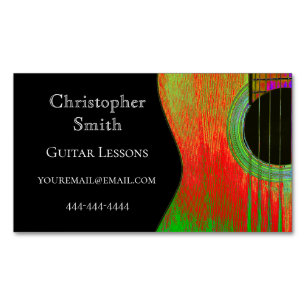 Modern Guitar Lessons Abstract Magnetic Business Card