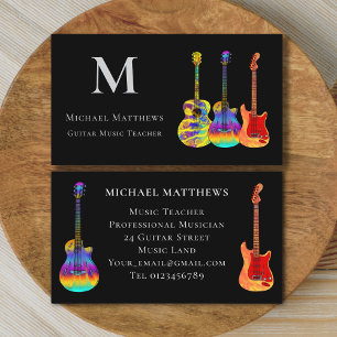 Modern Guitar Music Teacher Custom Business Card