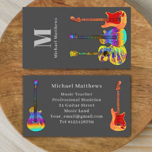 Modern Guitar Teacher Professional Musician  Business Card