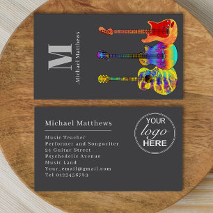 Modern Guitar Tutor Professional Musician Logo Business Card