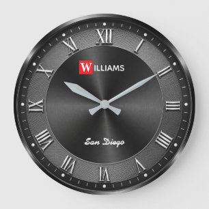 Modern Gunmetal Black Luxury  Large Clock