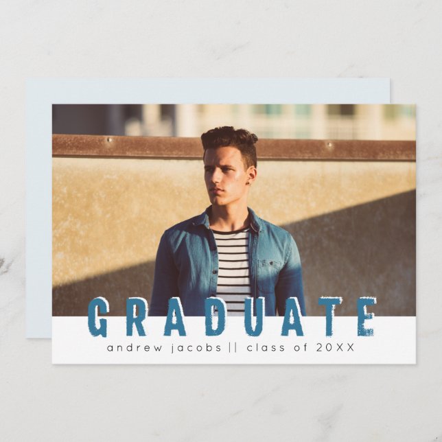 Modern Guy Photo Graduation Announcement Party (Front/Back)