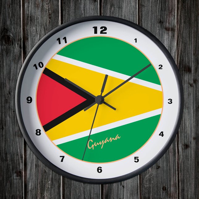 Modern Guyana design, Guyana flag trendy Home Round Clock (Creator Uploaded)
