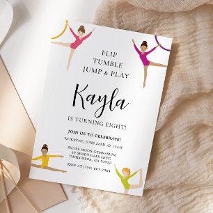 Modern Gymnastics Birthday Party Minimalist Invitation