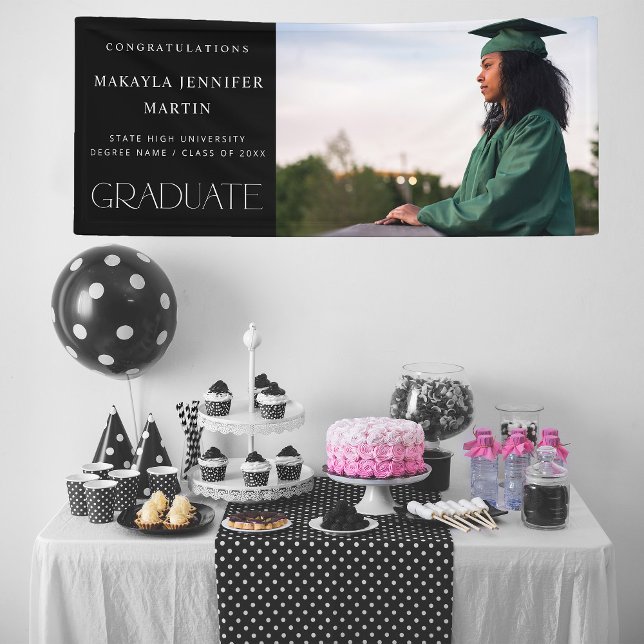 Modern H Photo Graduate Banner - Black (Creator Uploaded)