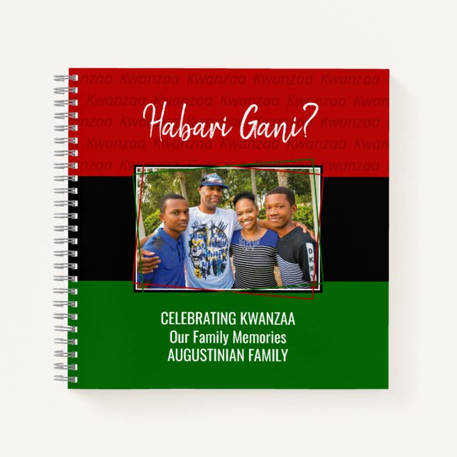 Modern HABARI GANI Family Memories Photo Kwanzaa  Notebook (Front)