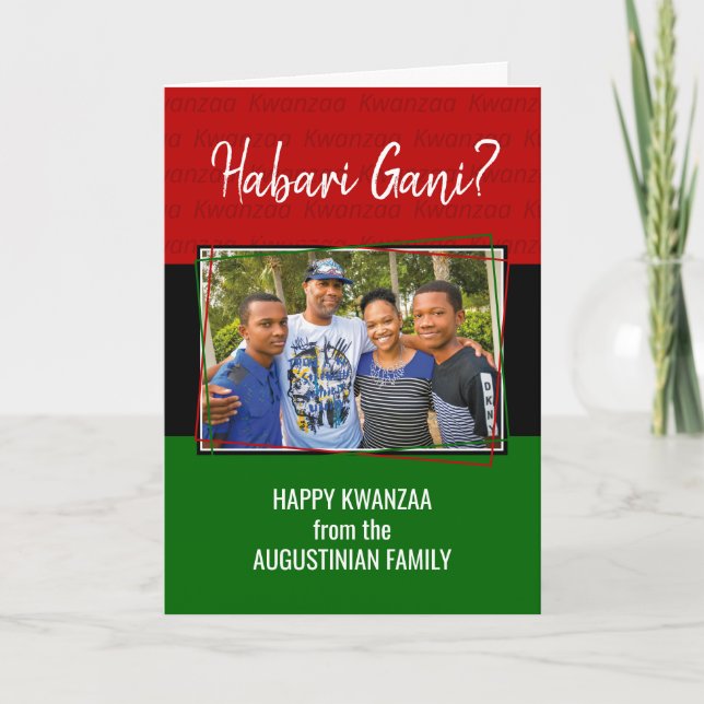 Modern HABARI GANI Photo Kwanzaa Holiday Card (Front)
